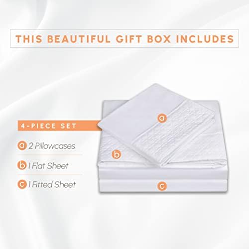 Elegant Comfort 4-Piece Quilted Bed Sheet Set - White