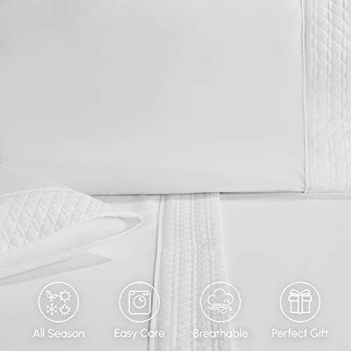 Elegant Comfort 4-Piece Quilted Bed Sheet Set - White