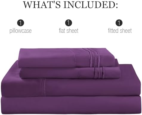 Yibeizi Twin XL Purple Cooling Microfiber Sheet Set