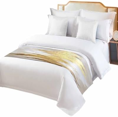 Gold Grey Bed Runner Scarf for California King Size