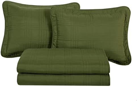 Chezmoi Collection Cypress Green Bedspread Set 3-Piece King Size