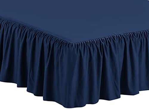 Kids Zone Home Collection Bedskirt Ruffles 17 Inch Drop Navy Blue