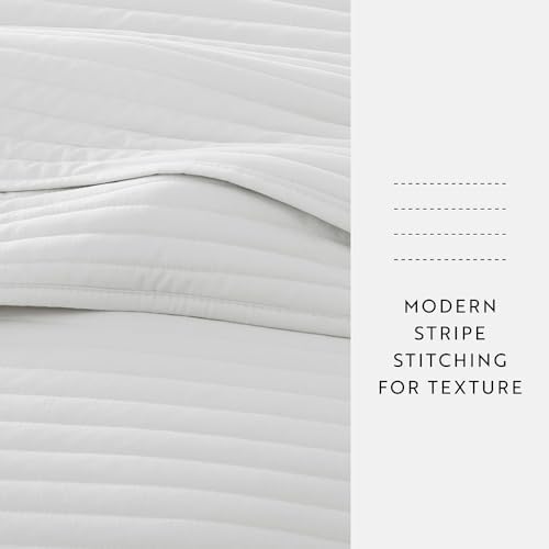 Linen Market Microfiber Quilt Coverlet Set Stripes Stitch