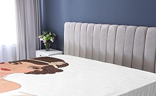 Ambesonne Pin Up Girl Fitted Sheet Pale Peach Chocolate California King
