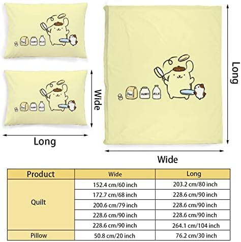 DIEZ Kids Anime Pompompurin Comforter Set with Macarons Pattern Yellow
