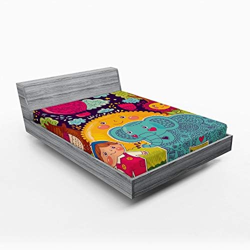 Ambesonne Cartoon Animal Sheet California King Multicolor