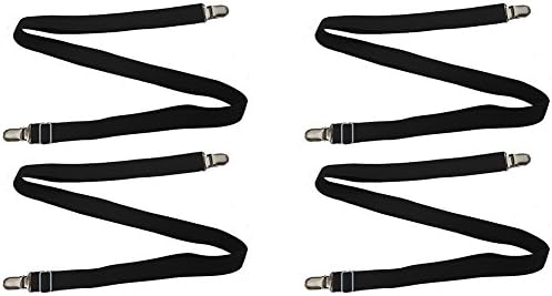 Toweter Bed Sheet Straps with Metal Clips - Black