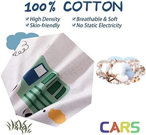 Kids Car Duvet Cover Set Twin Size - 100 Cotton
