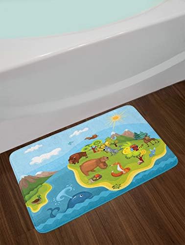 Ambesonne Animals Bath Mat Plush Decor with Mountains and Sky