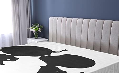 Ambesonne Romantic Fitted Sheet Charcoal Grey and White