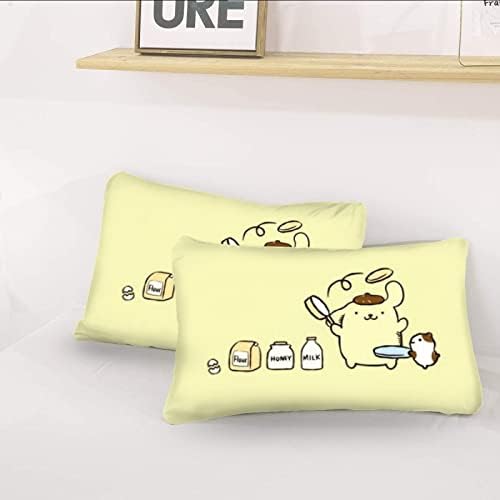 DIEZ Kids Anime Pompompurin Comforter Set with Macarons Pattern Yellow