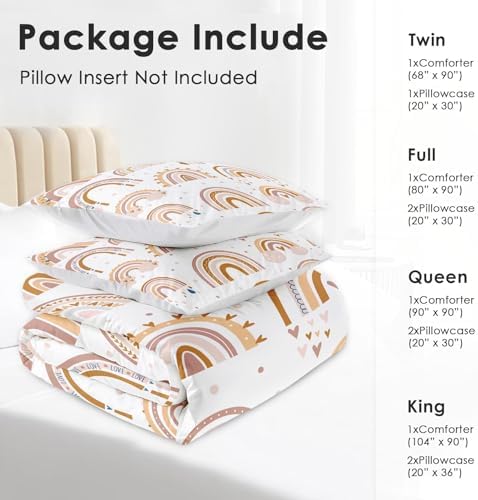 Pamnest Comforter Set Twin Size Boho Rainbow Pink
