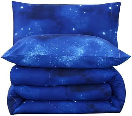 SDIII 3PCS Blue Galaxy Comforter Set Twin