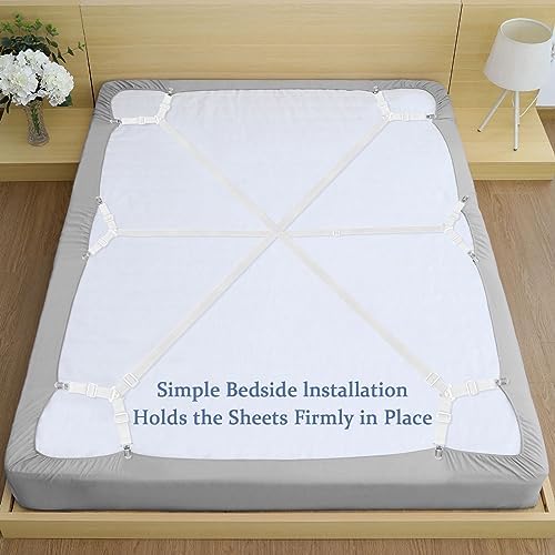 Tuyeabc Bed Sheet Straps 3 PCS Adjustable Crisscross Clips