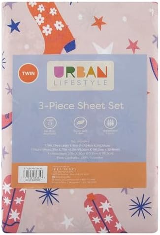 Urban Lifestyle 3 Piece Twin Sheet Set with Cowboy Boots Design