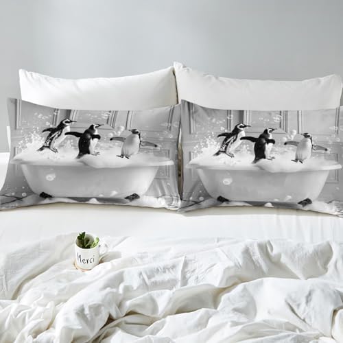 Manfei Cute Penguin Bed Sheet Set Twin Size 1