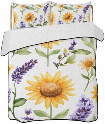 Chucoco Twin XL Quilt Bedding Set Watercolor Pattern