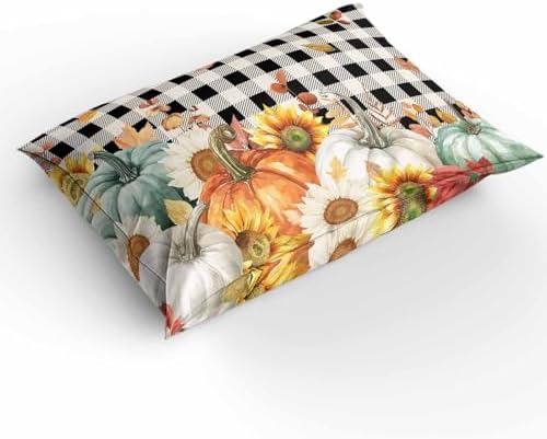 OComster California King Quilt Cover Set with Plaid Sunflower Pattern
