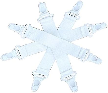 8 Pack Bed Sheet Fastener with Plastic Clasp and Elastic Band
