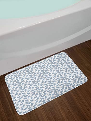 Ambesonne Cartoon Animal Bath Mat Blue Grey and White