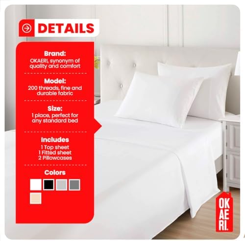 OKAERI Soft Bed Sheet Set Breathable Cool Silky