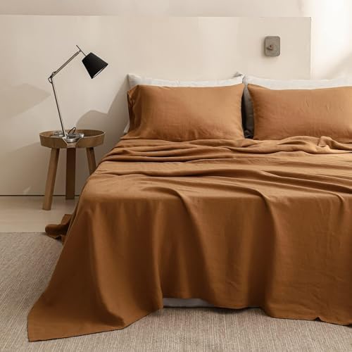 SimpleOpulence 100 Linen Sheet Set - California King Rust