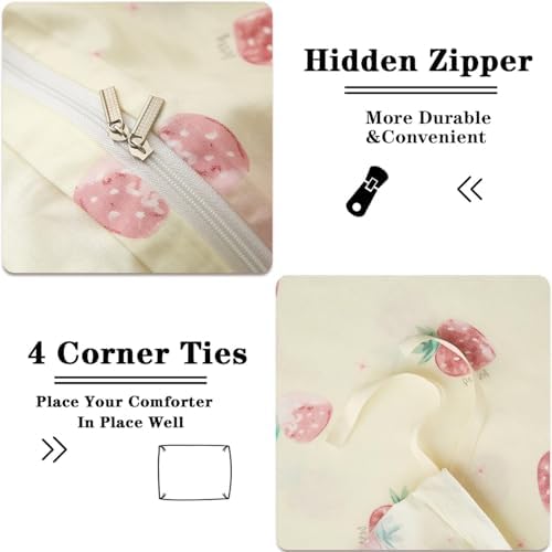 Bildenly Kids Duvet Cover Set Twin Kawaii Strawberry