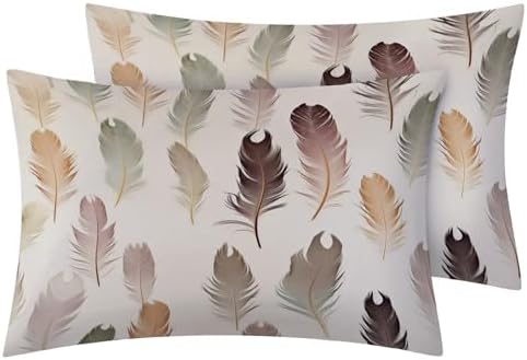 GEDAEUBA Feather Sheets California King Set - Taupe Microfiber Bedding for Kids