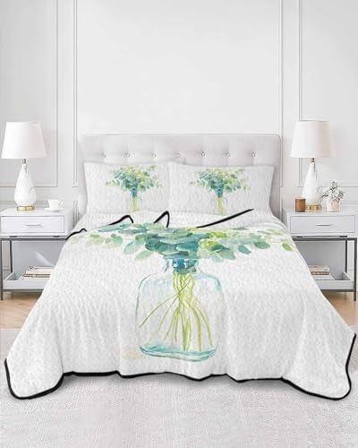 Chucoco Twin XL Quilt Bedding Set Pastoral Sage Green