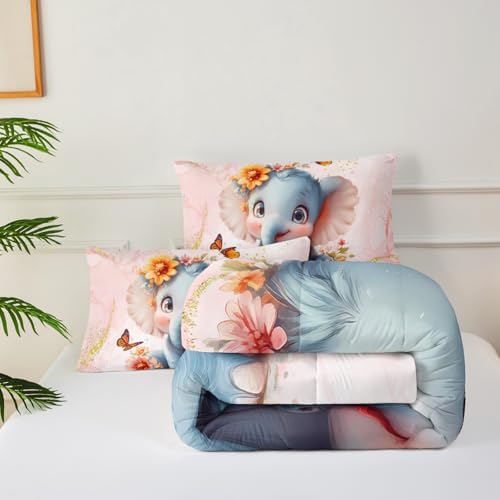 Marble Print Elephant Comforter Set Twin for Kids