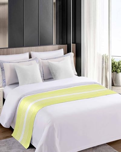 Jolunifun Yellow White Bed Runner Scarf for Cal King
