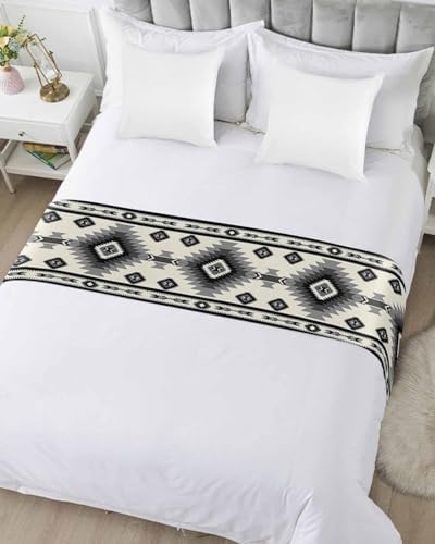 Homechoid Beige Black Southwest Bed Runner for Cal King Bed