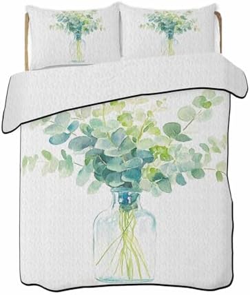 Chucoco Twin XL Quilt Bedding Set Pastoral Sage Green