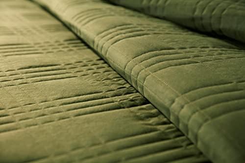 Chezmoi Collection Cypress Green Bedspread Set 3-Piece King Size