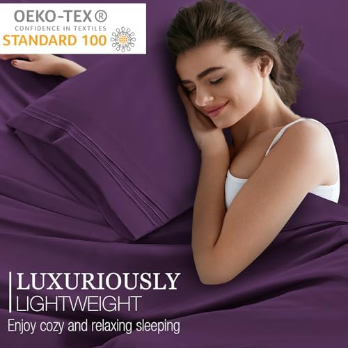 Yibeizi Twin XL Purple Cooling Microfiber Sheet Set