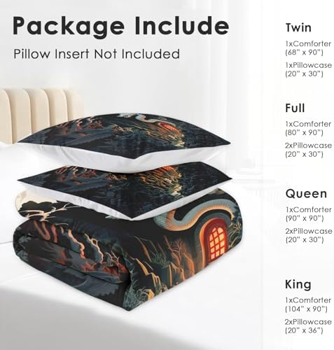 Pamnest Dragon Comforter Set Twin Size 2 Pcs