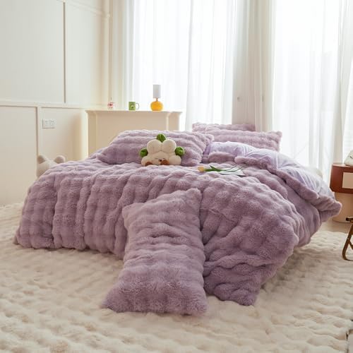 Roscloud Rabbit Plush Duvet Cover Set 3PC Twin
