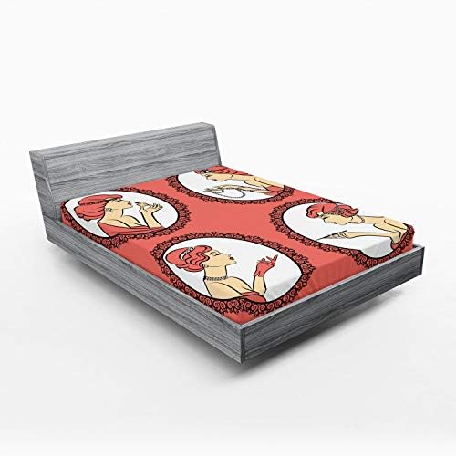 Ambesonne Vintage Woman Fitted Sheet Set