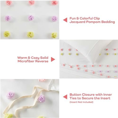 Mi Zone Kids Queen Duvet Cover Set with Pompom and Sham