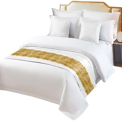 Chucoco Bed Runner Scarf Gold Striped 102x20In