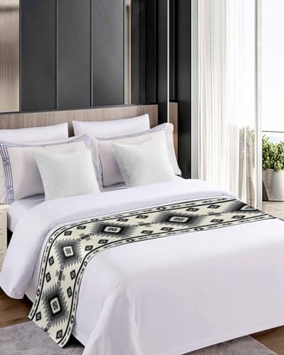 Homechoid Beige Black Southwest Bed Runner for Cal King Bed