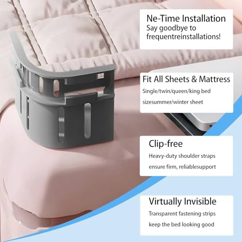 Veroral Bed Sheet Holder Lock Strips 4 Pack - Grey