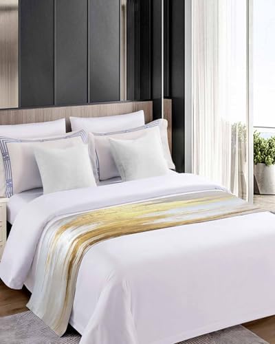 Gold Grey Bed Runner Scarf for California King Size