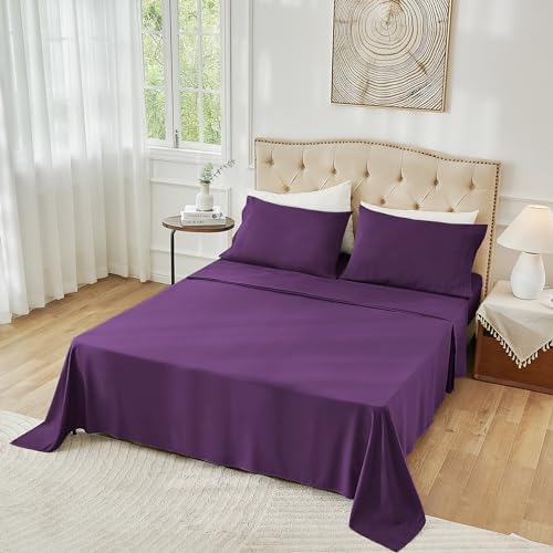 Yibeizi Twin XL Purple Cooling Microfiber Sheet Set