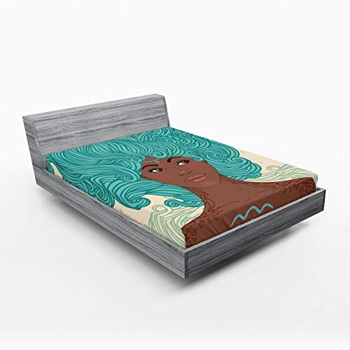 Ambesonne Zodiac Aquarius Sheet California King Pale Green Teal Brown