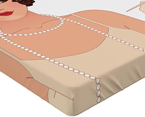 Ambesonne Pin Up Girl Fitted Sheet Pale Peach Chocolate California King