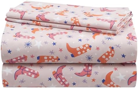 Urban Lifestyle 3 Piece Twin Sheet Set with Cowboy Boots Design