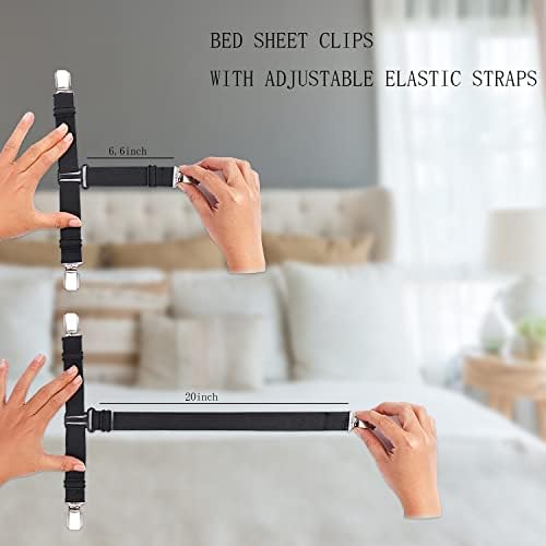 Resdenio 4Pcs Adjustable Elastic Sheet Fasteners