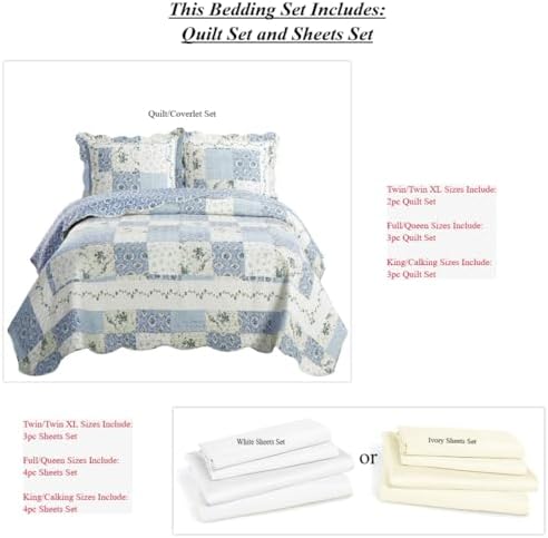 5-Pcs Bedspread Set Twin Microfiber Wrinkle-Free