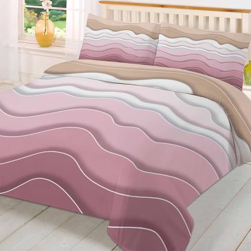 Boanket 3-Piece Queen Bedding Set Pink Ombre Stripe